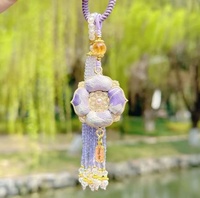 Nouveau porte-clés tissé en brocart de style chinois Song, fait main, avec motifs de fleurs porte-bonheur, petit cheval et sac à monnaie en alliage