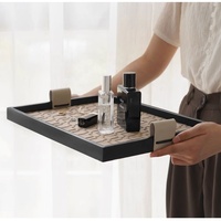 Plateau de service moderne en cuir PU pour salle de bain, élégant plateau de table basse ottoman pour petit-déjeuner, boissons et spiritueux, idéal pour le rangement - Fabrication OEM