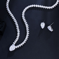 Ensemble de bijoux de soirée en zircon cubique blanc brillant pour femmes, collection de mariage tendance, accessoires pour mariée