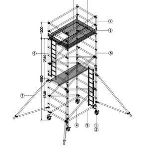 Giàn giáo khung 3 bậc giàn giáo di động giàn giáo nhôm Nền Tảng Công việc tháp giàn giáo nhôm tháp giàn giáo di động có bánh xe - Product Image 2