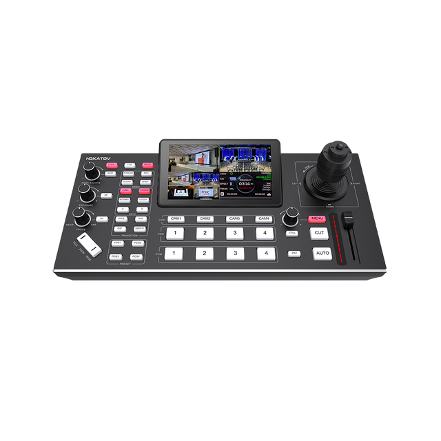 JJTS Professional 4 Channels Video Mixer Switcher Live Streaming 5.5 Inch LCD Screen PTZ Joystick Control Video Recording