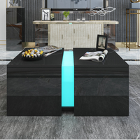 Table basse de chevet moderne à Double couche, en bois noir classique, prêt à l'emploi, avec rangement, prêt à l'emploi