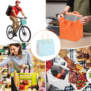 Custom Logo Size Non- Woven Aluminum Foil Insulated Lunch Box Picnic Tote Grocery Thermal Shopping <b>Cooler</b> Bag - Product Image 5