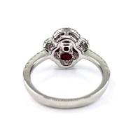 Bijoux fins, bague de mariage en or blanc 18 carats de qualité supérieure, sertie de rubis en cluster illusion romantique, pour femmes