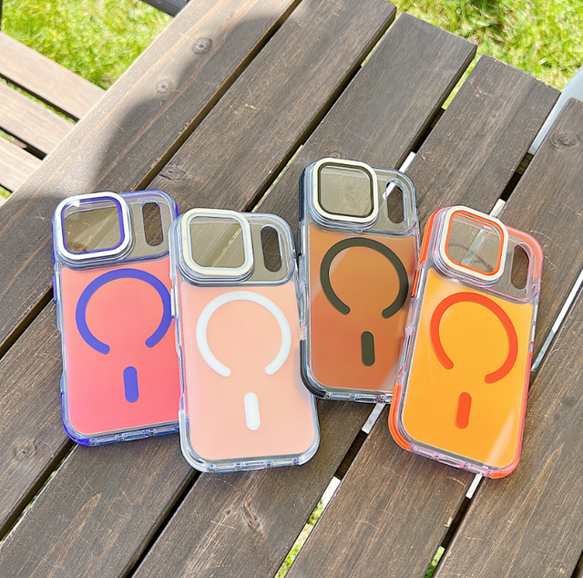 GSCASE Fashion Gradient Colorful Magnetic Case for Iphone 13 14 15 16 17 Pro Max With Lens Film Holder Shockproof Acrylic Cover