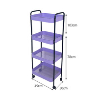 Petit étagère de rangement rotative portable à 3 niveaux en acier au carbone, sur roulettes, style moderne et minimaliste pour chambre à coucher
