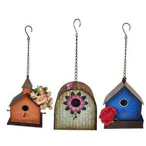 Paese in stile casetta in metallo per uccelli scatola di nidificazione per appendere in giardino balcone fattoria o Villa decorativo uccelli case - Product Image 2