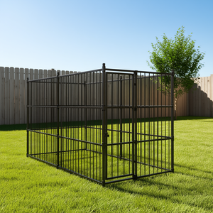 Grande Gabbia Rettangolare per Cani in Acciaio Nero, Resistente e Chiudibile a Chiave, per Uso Interno - Product Image 2