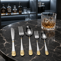 Ensemble de couverts créatifs en acier inoxydable 410 pour table occidentale, style Moyen-Orient, cuillère couronne plaquée or, couteau et fourchette à steak