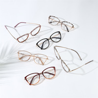 95290 Nouvelles lunettes anti-lumière bleue à monture métallique TR90, design œil-de-chat artistique et tendance, verres AC pour femmes adultes
