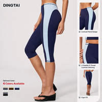 Leggings de yoga taille haute mi-mollet pour femme Dingtai, séchage rapide, compression, blocs de couleur, effet push-up, certifiés GCC