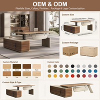 Ensemble de mobilier de bureau de direction haut de gamme en forme de L, bureau debout pour PDG avec hub d'alimentation intelligent