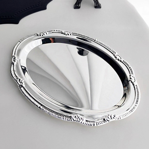 Vassoio Ovale di Lusso in Acciaio Inox 304, Piatto per Tovaglioli, Piatto per Dolci e Snack, Vassoio per Frutta Secca, Piatto per Dessert - Product Image 1