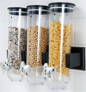 Wall-Mounted Canister Cereal Dispenser Cereal Dispenser Double Single Dry Food Snack Grain Canister Plastic Storage
