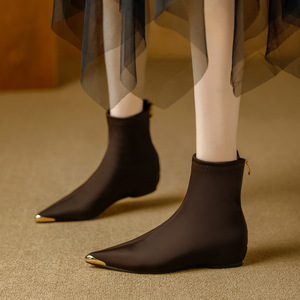 Nouvelles bottes à talons épais en cuir PU pour femmes, avec fermeture éclair, chaussures tendance pour femmes, nouveaux styles de bottes pour femmes - Product Image 3