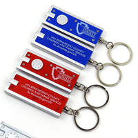 Porte-clés LED promotionnels, mini lampe torche, porte-clés en plastique ABS personnalisés, utilisation en voyage, cadeaux publicitaires