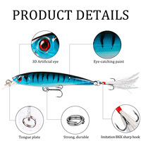 Umpan Keras Buatan 9cm/7.2g Minnow Umpan Pancing Minnow Keras dengan Kail Bulu