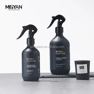 MYPACKラグジュアリーラウンドショルダーペットブラックミストスプレーボトル200ml250ml500mlマットブラックスプレーボトル、トリガースプレー付き