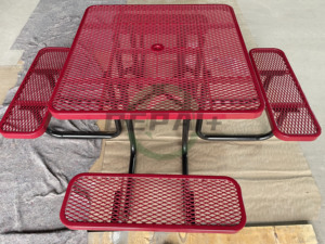 Mesa de <span class=keywords><strong>Patio</strong></span> Exterior para Cafetería con Orificio para Sombrilla, Muebles Comerciales de Metal, Mesa de Comedor Redonda de Acero para 8 Personas - Product Image 4