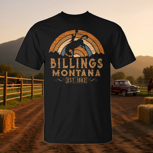 Billings Montana Retro Rodeo <b>Cowboy</b> <b>T</b>-<b>Shirt</b> Est 1882 Unisex Adult Size - Product Image 3