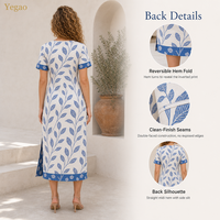 Robe midi Yegao Florals pour femmes, tissée, écologique, 100% coton, imprimé, robe décontractée d'été, vente en gros, MOQ 30 pièces, OEM
