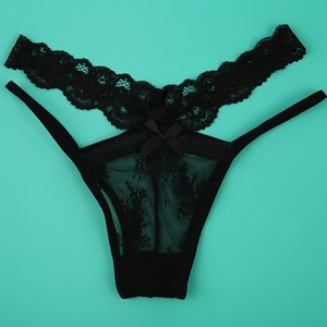 Culottes sexy à dentelle pour femmes, string respirant taille basse, entrejambe en coton, nœud, culottes sexy transparentes - Product Image 4