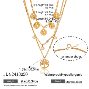 <span class=keywords><strong>Collana</strong></span> J&D a strati in acciaio inossidabile placcato oro con ciondolo <span class=keywords><strong>Albero</strong></span> <span class=keywords><strong>della</strong></span> <span class=keywords><strong>Vita</strong></span>, zirconi e charm a disco martellato - Product Image 5