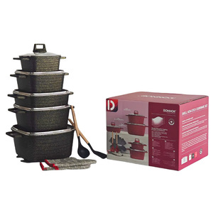 Batterie de cuisine Elite 16 pièces forgée antiadhésive, comprenant des casseroles carrées 20-32 cm, une casserole 28 cm peu profonde, finition mouchetée et distribution uniforme de la chaleur - Product Image 3