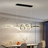 Moderne Simple Métal Verre Lustre Restaurant Longue Suspension Lampe Table À Manger Cuisine Linéaire Vague Led Moderne Pendentif Éclairage
