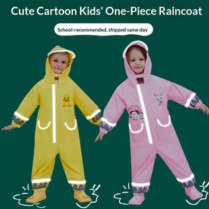Combinaison imperméable une pièce pour enfants avec pantalon intégré, tenue de protection intégrale pour la randonnée, motif <span class=keywords><strong>petit</strong></span> canard jaune, cape de pluie pour bébé - Product Image 4