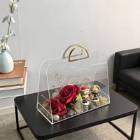 Nouvelle conception, boîte à fleurs et à roses en acrylique flexible rectangulaire hautement transparente, boîte de rangement pour cadeaux de fête