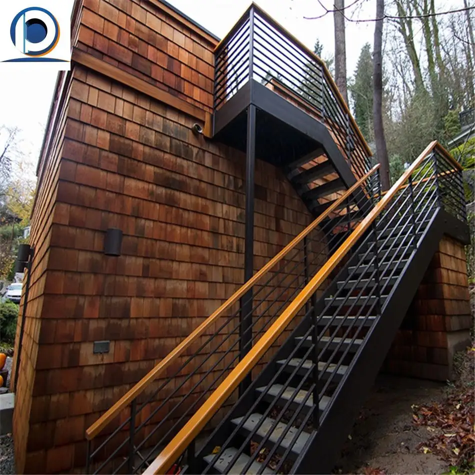 פרימה עיצוב מותאם אישית מדרגות עץ מדרגות עץ קורות כפול גרם מדרגות ישרות