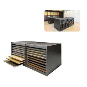 Modern Factory Stone Sample Board Floor Standing Push-Pull Cabinet Showroom Tile Stand Metal Display Rack Drawer
