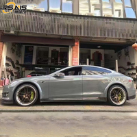 Pour Tesla S-Type Kit de carrosserie large en fibre de carbone amélioré RZ Style passage de roue pare-chocs de voiture jupe latérale Kit de carrosserie de qualité supérieure et durable