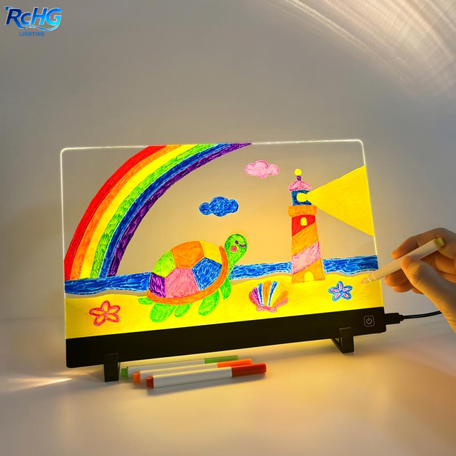 Creative Acrylic Luminous LED Touch Message Board Light Writing Board Magical Glowing Bedroom Kids Drawing Board Night Light