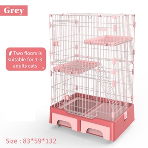 Wholesale 3-Layer Metal Large Universal Wheel Removable Stainless Steel Wire <b>Cat</b> House <b>Cage</b> With Litter Box and Storage Box - Product Image 3