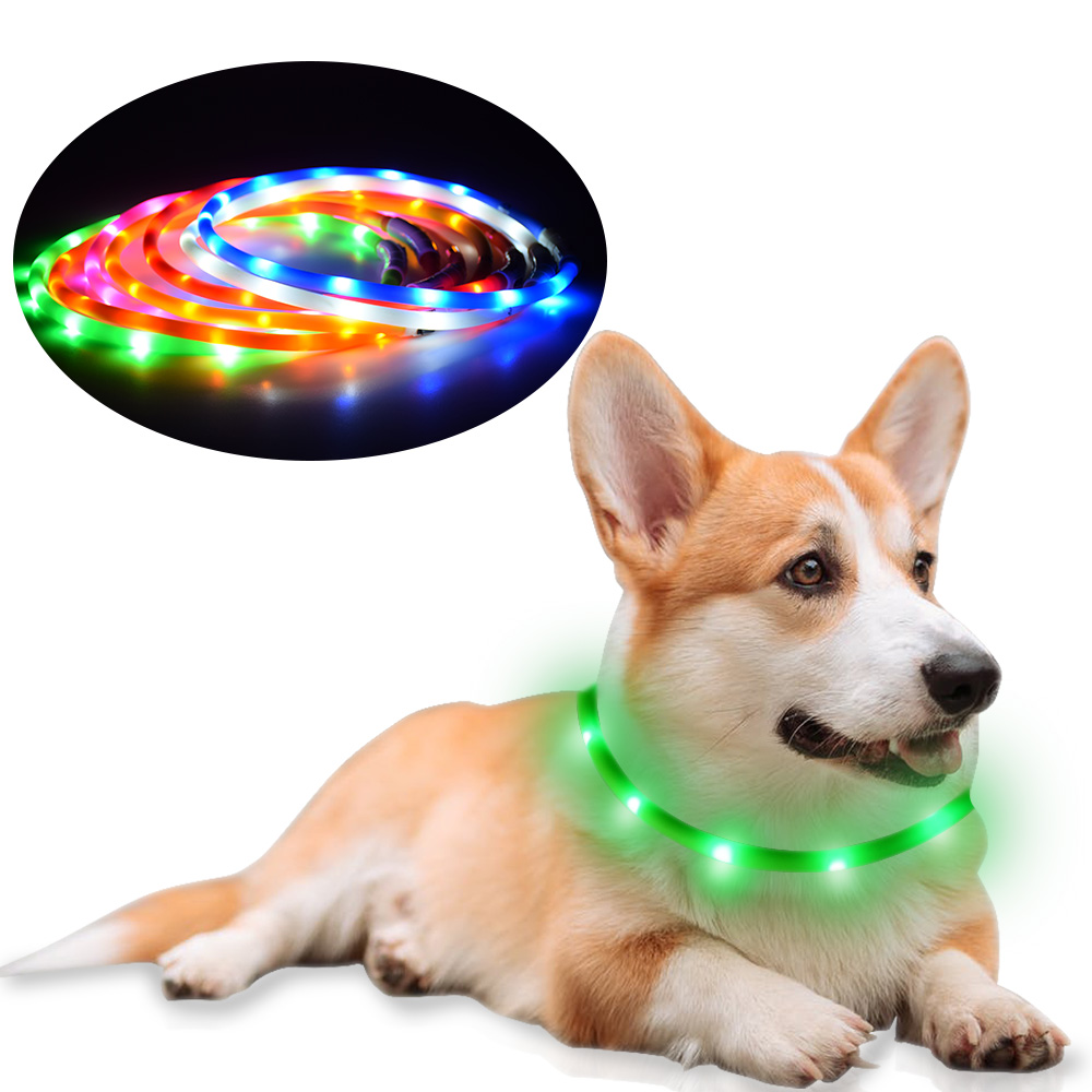 2021 Китай, оптовая продажа, персонализированные дизайнерские аксессуары для домашних животных, силиконовый большой ошейник для собак с подсветкой