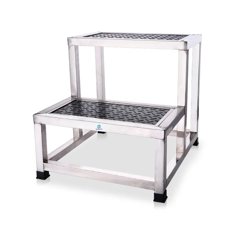 SP-11 Single and double 1 2-layer stainless steel portable patient Surgery Hospital rubber platform chrome plated 2-step stool