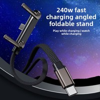 Nouveau câble de charge rapide tressé 240W avec support pliable et connecteur Type-C pour iPhone 17, tablettes et jeux mobiles