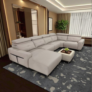 Sofás Modernos para el Hogar, Sofá Seccional de Cuero de Lujo en Forma de U, Muebles para Sala de Estar, Sofá Reclinable - Product Image 1