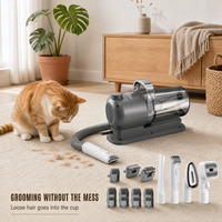 Tierpflege-Vakuumset 2,5L Hundehaar-Staubsauger 300W Tiertrimmer Pflegewerkzeug mit 2m Schlauch 5-Schicht-Filter für Hunde und Katzen