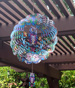 Sculptures éoliennes 3D suspendues en acier inoxydable pour extérieur, 12 pouces, motif hibou, pour jardin, patio, pelouse, ornement de cour, cadeau - Product Image 4