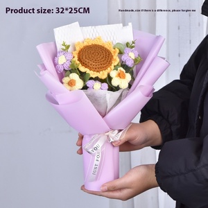Crocheted Sunflower Bouquet Finished Rose Flower Mother's Day Valentine's Day Cross-Border <b>Gift</b> Hand Knitted - Product Image 3