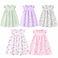 Robes d'été pour filles à imprimé floral, coupe trapèze, style princesse, avec volants bouffants, vêtements pour enfants, tout-petits et bébés, fournisseur en gros