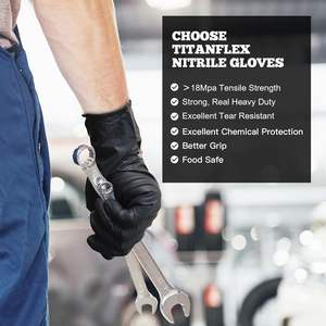 TitanFlex 6-mil Guantes de nitrilo desechables negros para examen Guantes de cocina resistentes de espesor medio Sin látex y sin polvo - Product Image 6