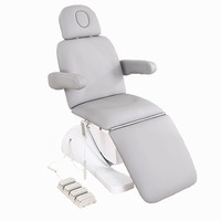 Fauteuil de Beauté Électrique Gris Luxe pour Salon, Table de Massage Esthétique à 3/4 Moteurs, Apprécié des Esthéticiennes