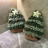 FF6241 Serviette à main en chenille en forme de sapin de Noël, décoration de Noël mignonne, absorbante, séchage rapide, pour cuisine et salle de bain