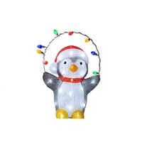 Lumière LED 3D blanche en forme de pingouin de Noël, figurine en acrylique, boucle lumineuse, étanche IP44, contrôle manuel, prise murale USB