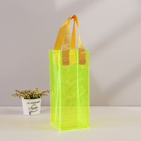 Sac isotherme transparent en PVC personnalisé avec logo, imperméable et portable, avec poignée pour bouteille de vin, bière, champagne