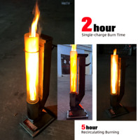 Réchaud de terrasse portable en acier inoxydable à granulés de bois, allumage rapide, flamme puissante, tube en verre, type fusée, pour jardin et cour intérieurs chaleureux